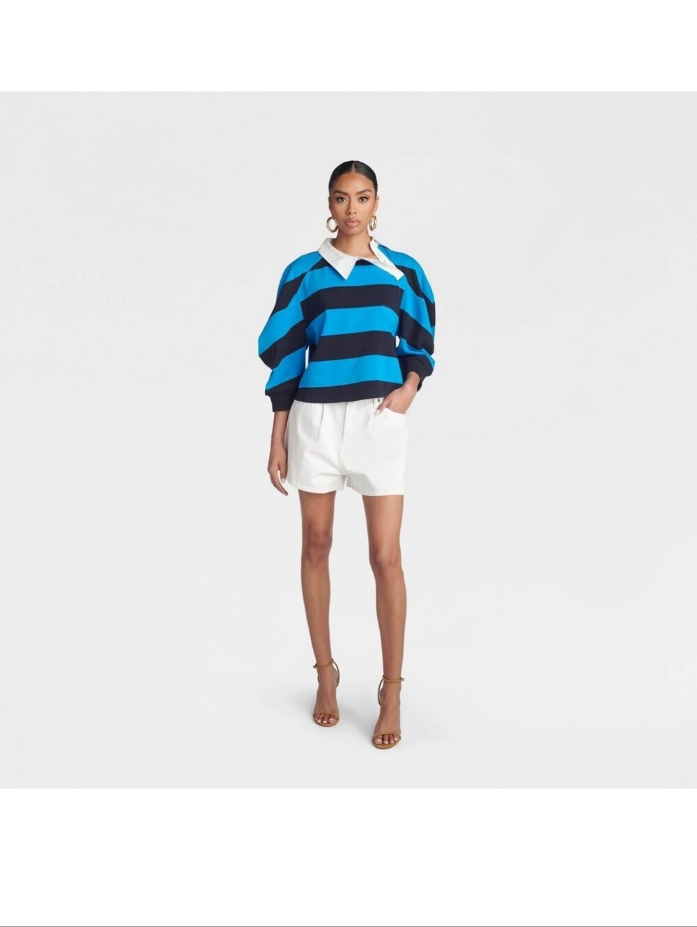 KBB by KAHLANA Women's'The Striped Asymmetric Rugby' - Navy Blue XS